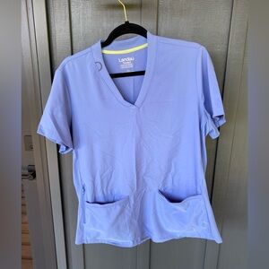 Woman’s Landau Scrub set.  Size large top and bottoms.  Color is Ceil (Blue)